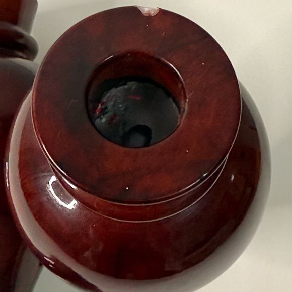 Vintage Heavy Italian Red  Marble Candleholders - Picture 7 of 9